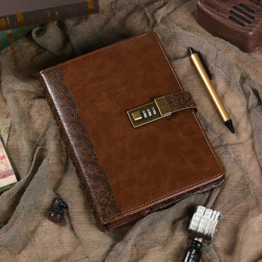 Diary A5 Notebook with Lock Journal Binder Notepad Ring Bullet Note Book Office Agenda Planner Spiral Retro Stationery Organizer
