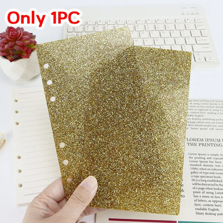 A6 Acrylic Loose-leaf Notebook Cover Glitter Transparent Binder Notebook Shell DIY Scrapbook Cover Office Stationery Supplies