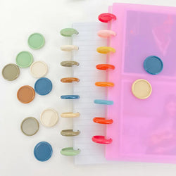 500pcs 24 28mm 32mm Notebook Ring Buckle High Gloss Plastic Disc Buckle Album Journal Planner Mushroom Hole Binding Ring Buckle