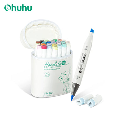 Ohuhu Honolulu Plus 24 Colors Alcohol Markers Double Tipped Art Marker Set Refillable Marker Pen Coloring Illustrations Drawing