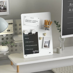 Magnetic Bulletin Board with Stand Magnetic Board for Desktop with Magnetic Clamp Metal Board for Magnets Display