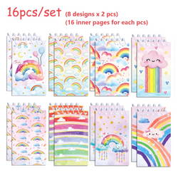 16pcs Football Mermaid Animals Mini Spiral Pocket Notebooks Memo Pad Coil Booklet Notepads For Kids Gifts Party School Diaries
