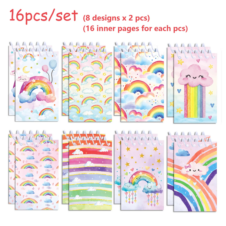 16pcs Football Mermaid Animals Mini Spiral Pocket Notebooks Memo Pad Coil Booklet Notepads For Kids Gifts Party School Diaries