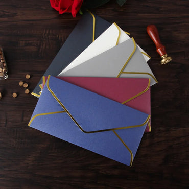 10pcs/set Gold Stamping Envelopes Creative Retro European Business Envelope Letter Paper Envelope Wedding Invitation Gift