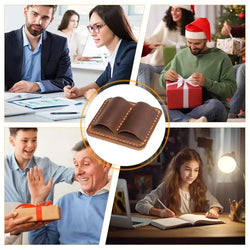Pencil Holder For Notebook Pen Pencil Holder Double Pen Clip Vintage PU Traveling Notebook Pen Holder Anti Lost Pen Organizer