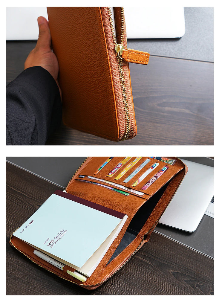 Moterm Genuine Pebbled Grain Leather A5 Zip Cover with Top Pocket Cowhide Planner Zipper Notebook Organizer Agenda Journal Diary