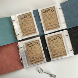 Large Capacity 5inch 2rings Seed Organizer Binder Insertable PU Leather Album for Seed Storage,Gardening Journal,Plant Envelopes