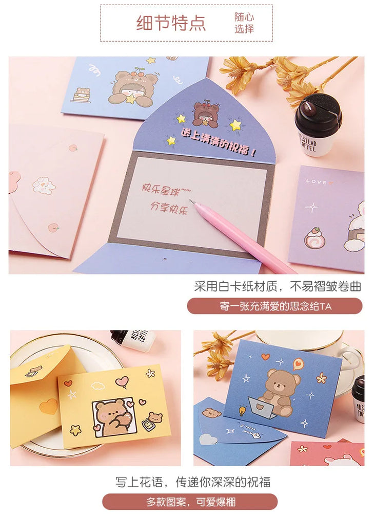 Bear Rabbit Blessing Thank Envelope Ins Cartoon Decoration Letter Paper 9 Styles Beautiful Cartoon Greeting Card New Year Gift