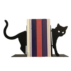 Metal Animal Bookends 1 Pair Cute Cat Bookends For Heavy Books Black Bookends Creative And Cute Cat Shape Desktop Organizer