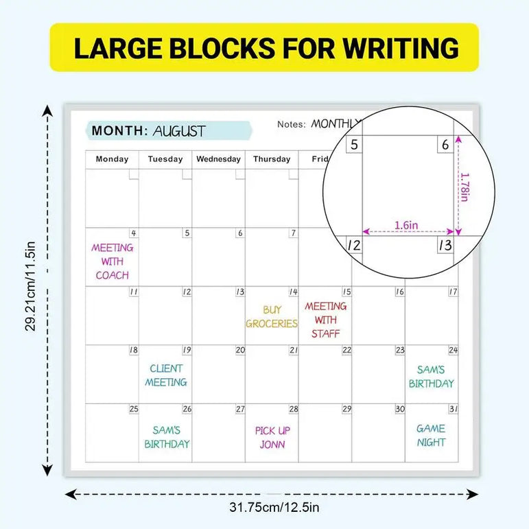 Erasable Large Wall Planner Calendar Huge Wet & Dry Erase Schedule Planner Calendar Giant Erasable Wall Calendar Blank Undated