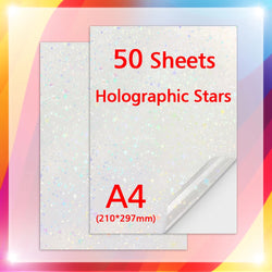 50Sheets A4 Paper Cold Laminated Film Holographic Sand Foil Glitter Glass Hot Stamping On Photo Laminating Film to Protect Photo