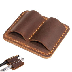 Pen Pencil Holder Double Pen Clip Vintage PU Traveling Notebook Pen Holder Anti Lost Pen Organizer For Pen Pencil
