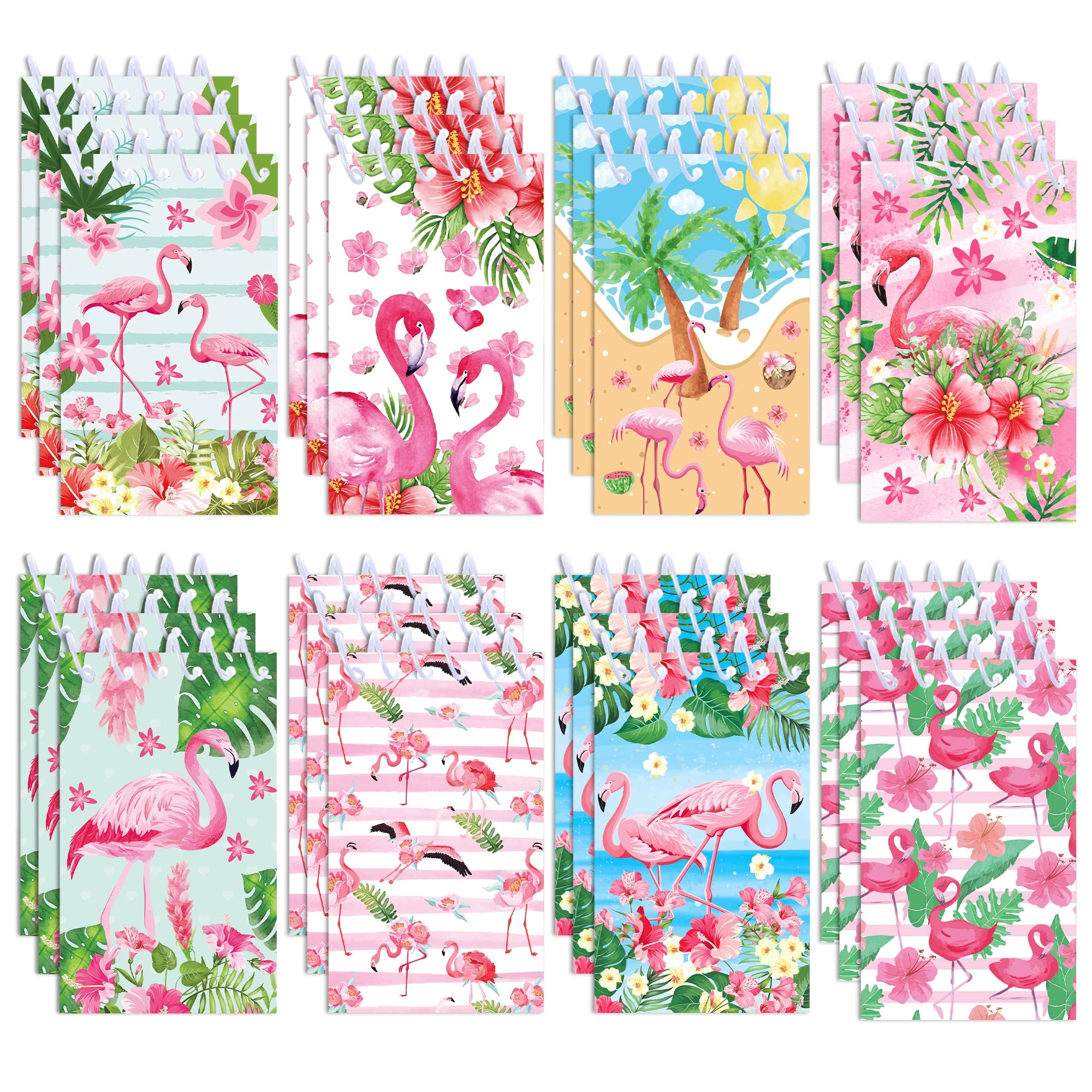 8pcs Hawaii Flamingo Mini Spiral Pocket Notebooks Memo Pad Coil Booklet Notepads For Stationery School Diaries Summer Party