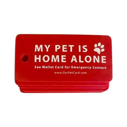 Dog Cat are Home Alone Alert Emergency Card & Key Tags with Emergency Contact Call Cards Pet Emergency Contact Keychain