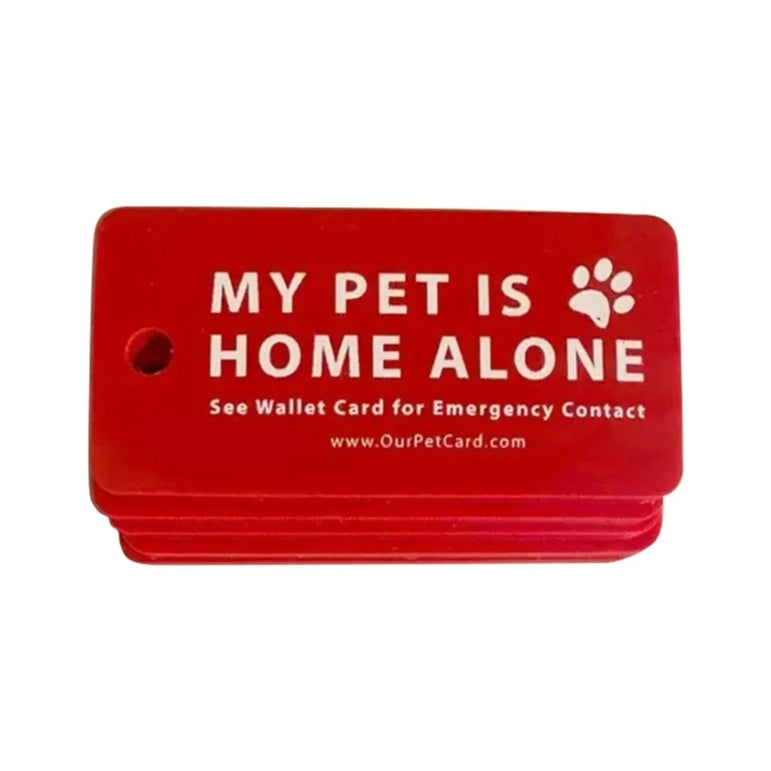 Dog Cat are Home Alone Alert Emergency Card & Key Tags with Emergency Contact Call Cards Pet Emergency Contact Keychain
