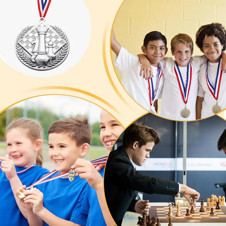 Award Medals With Neck Ribbon Creative Gold Medals For Kids Chess Award Medals Trophy Award Prize Gift Honor Roll Medals Awards