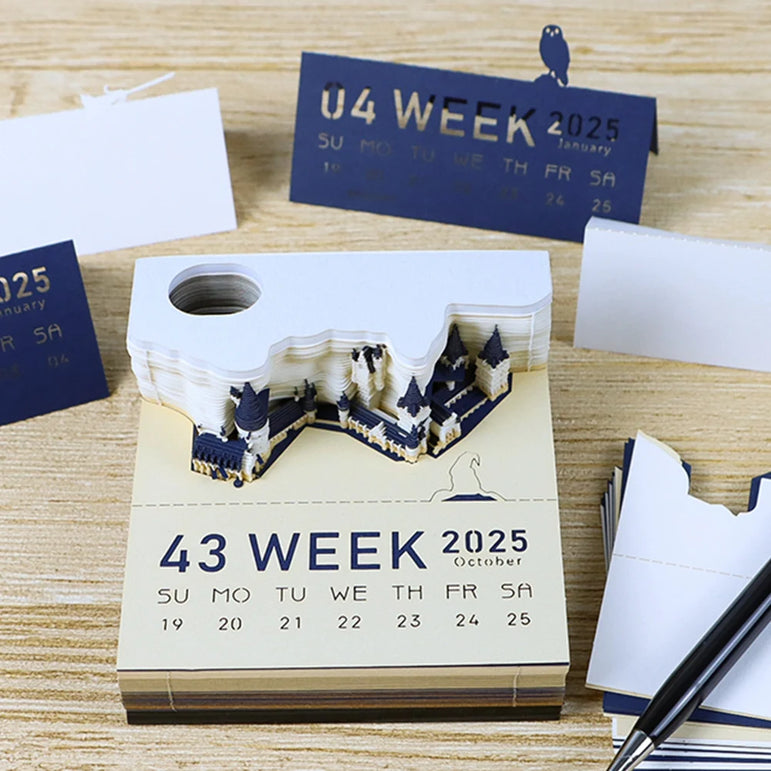 Castl Desk Calendar 2025 Tear-Away 3D Calendar Memo Pad Creative Desk Calendar DIY Notes Notepad 3D Art Calendar Paper