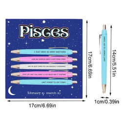 Funny Adult Pens Retractable Ballpoint Pen 5pcs Cute Constellation Pattern Pen Set Stationery Supplies For Homes Classrooms