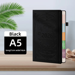 2026 Annual Plan Notebook A5 Texture PU Portable Calendar 400 Page Calendar Notebook Creative Daily Plan Calendar Reminder