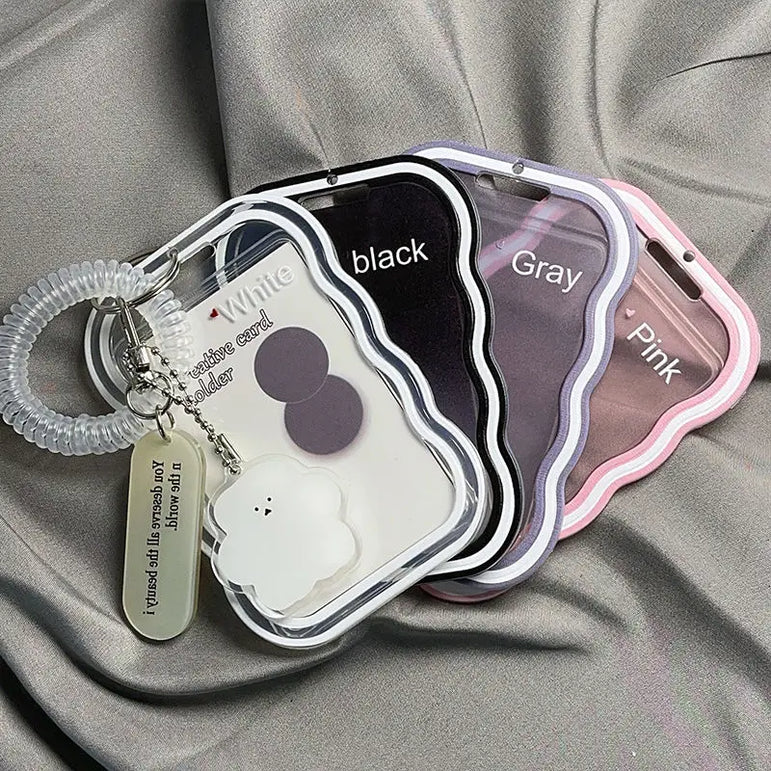 Transparent Card Holder Student Bus Campus Meal Card, 3-inch Polaroid Card Holder, Spring Pendant Keychain