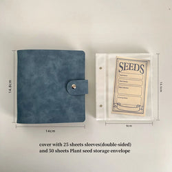 Large Capacity 5inch 2rings Seed Organizer Binder Insertable PU Leather Album for Seed Storage,Gardening Journal,Plant Envelopes