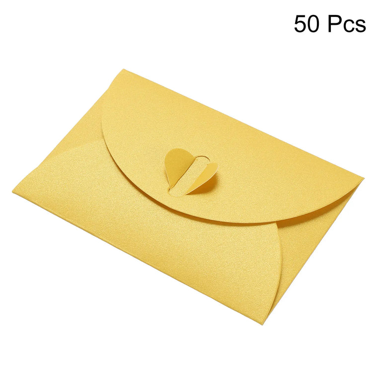50Pcs Mini Colored Envelope Thick Cardboard Small Foldable DIY Pearl Paper Envelopes Self Locking Buckle Letter Gift Card Cover