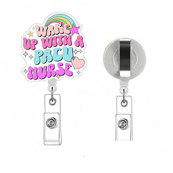 Newest Glitter Acrylic Medical Appliances Hospital Badge Reel Retractable ID Badge Holder With Ordinary Clip Name Holder