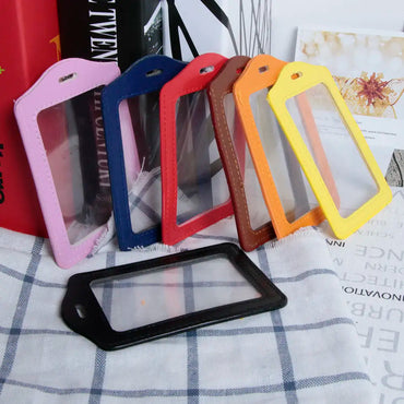 2023 1PC Colorful No zipper Badge Card Set Double-Sided Transparent PU Imitation Leather Credit Card Holder Work Supplies