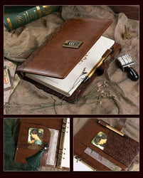Diary A5 Notebook with Lock Journal Binder Notepad Ring Bullet Note Book Office Agenda Planner Spiral Retro Stationery Organizer