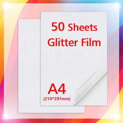 50Sheets A4 Paper Cold Laminated Film Holographic Sand Foil Glitter Glass Hot Stamping On Photo Laminating Film to Protect Photo