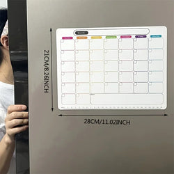 A Refrigerator Magnet ,Monthly And Weekly Planner, Magnetic Calendar Sticker, Soft Note Message Board