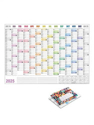 Full Year Wall Calendar 2025 365 Day Poster Calendar Wall Hanging Yearly Planner Thick Paper Calendar With Colored Stickers