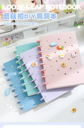 1 Piece of A5 Detachable Mushroom Button Loose-Leaf Book, Creative DIY Thickeneded Foam Pp Cover, 8.2*5.6inch, 100g Thickeneded Paper, 90 Pieces Of/180 Pages with Horizontal Lines, Ladies' Diary, for Gifts, Work, Office and S