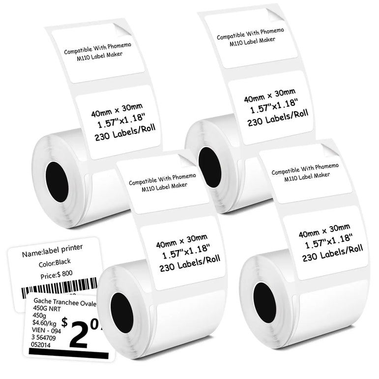 40x30mm High-Gloss Thermal Labels - Waterproof Self-Adhesive Stickers for Office/Retail/Packaging