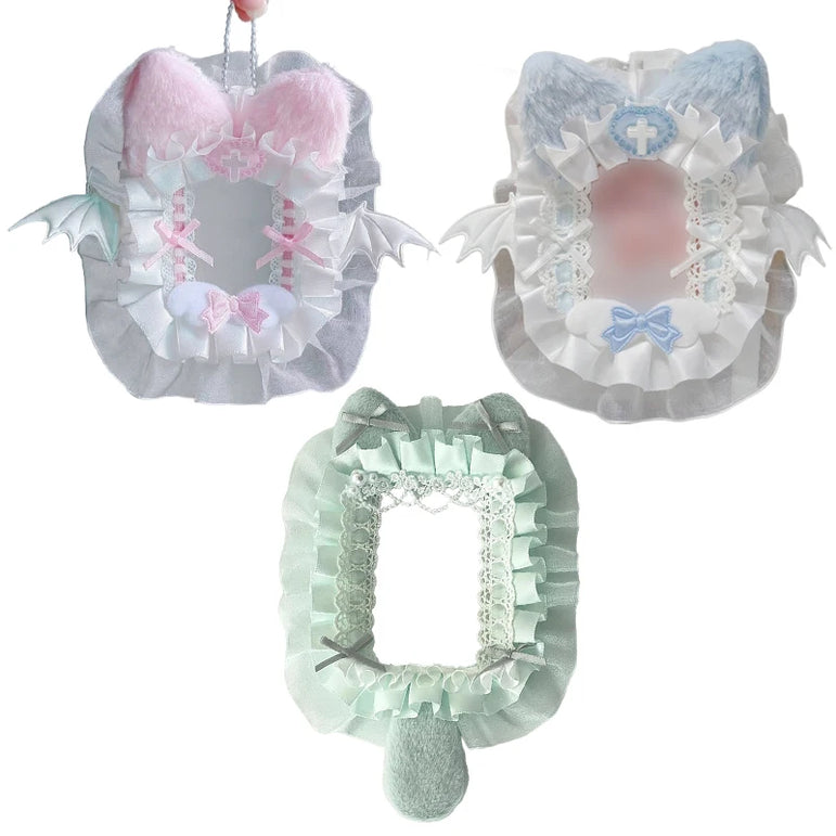 Cute Lace Top Loader Kpop Photo Card Top Loaders Decorating Poca Sleeves Photocard Holder Keychain Toploader Embellishing Idol