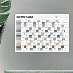 Yearly Planner 2025 Annual Year Wall Calendar with Stickers Horizontal Thick Paper Poster Calendar Schedule Organizer Planner