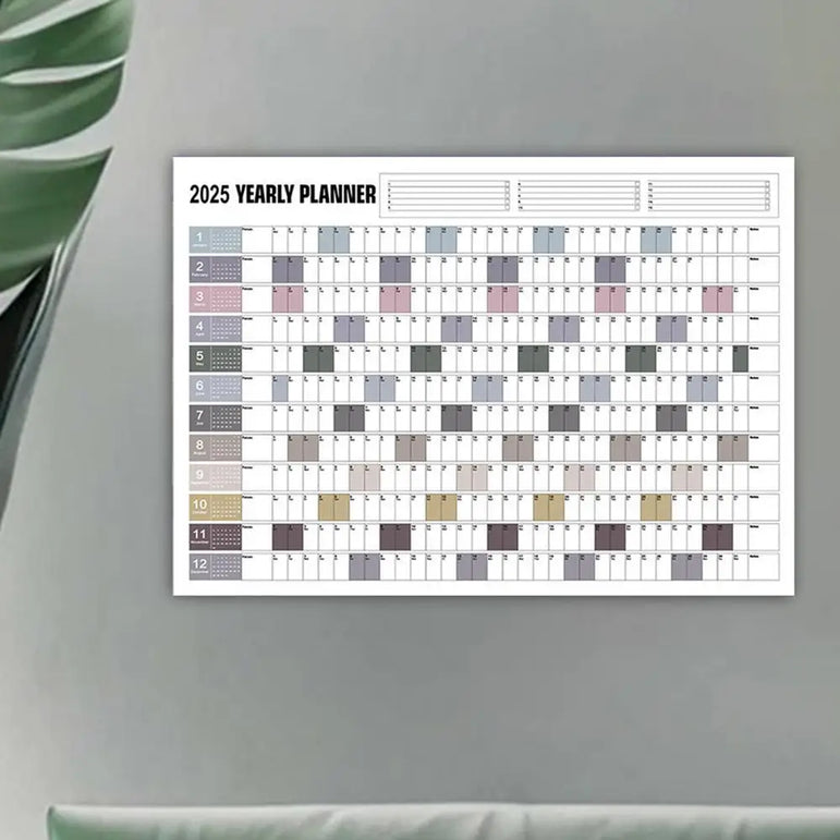 Yearly Planner 2025 Annual Year Wall Calendar with Stickers Horizontal Thick Paper Poster Calendar Schedule Organizer Planner