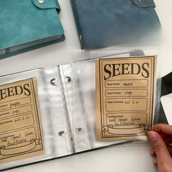 Large Capacity 5inch 2rings Seed Organizer Binder Insertable PU Leather Album for Seed Storage,Gardening Journal,Plant Envelopes