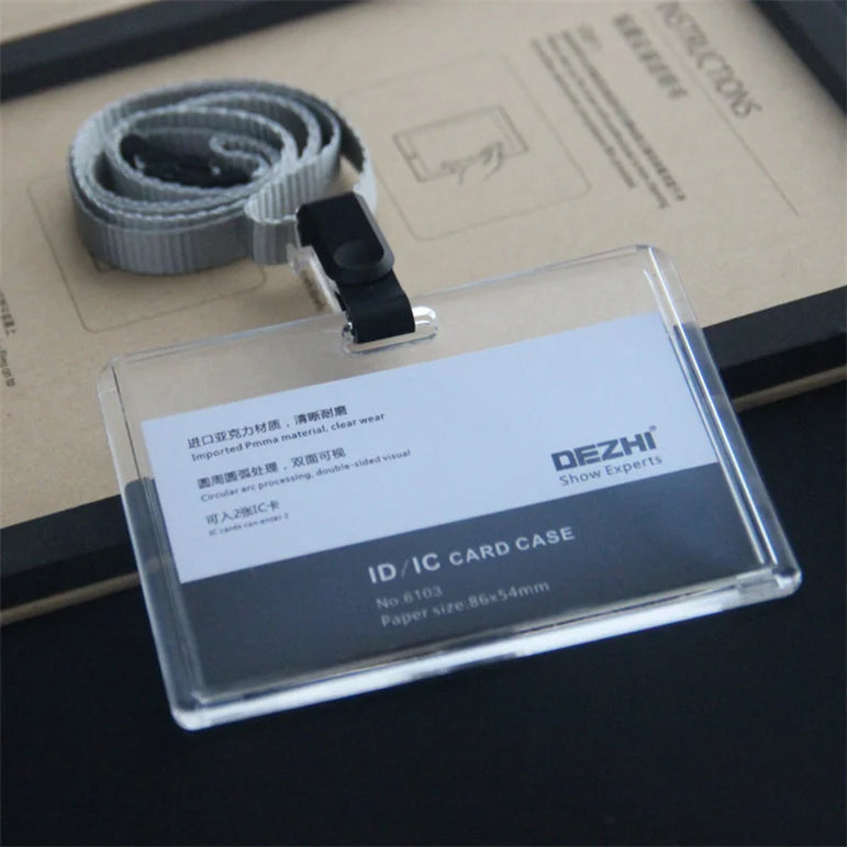 ID Card Holder Keychain Desk Accessories Photocard Holder Business Card Holder Stationery Organizer Clip Holder Office Supplies