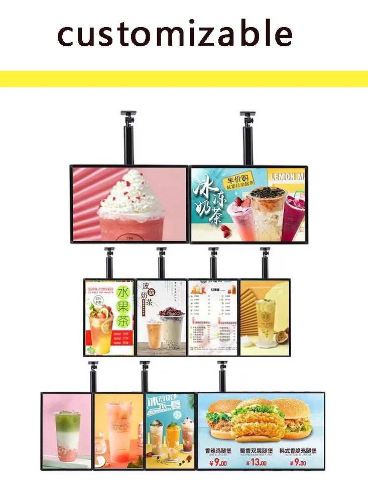 Ultra thin advertising board lightbox wall mounted milk tea shop ordering menu customization price list LED hanging