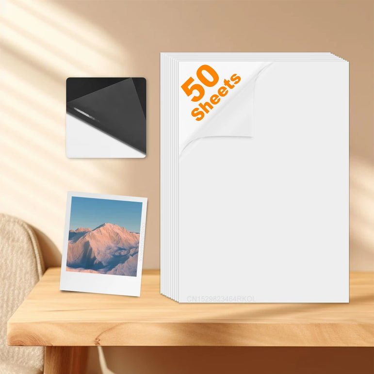 50 Sheets Glitter Cold Lminated Film Overlay Photo Paper Card DIY A4 Size Cold Laminating Sheet Waterproof Transparent Paper