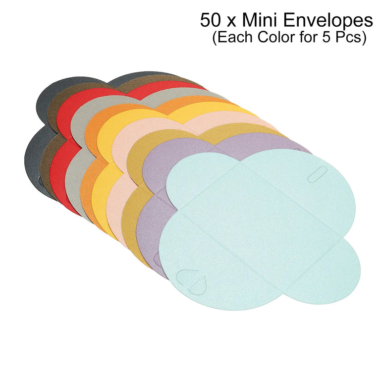 50Pcs Mini Colored Envelope Thick Cardboard Small Foldable DIY Pearl Paper Envelopes Self Locking Buckle Letter Gift Card Cover