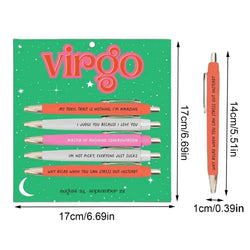 Funny Adult Pens Retractable Ballpoint Pen 5pcs Cute Constellation Pattern Pen Set Stationery Supplies For Homes Classrooms