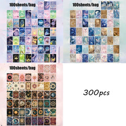300pcs/bag double share pack cardstock fantasy museum series material book DIY handbook card diary notebook decorative material