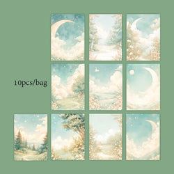 4Style 10Pcs/bag Mountain Forest Theme Background Material Paper DIY Handbook Scrapbook Wall Glass Bottle Photo Frame Decoration