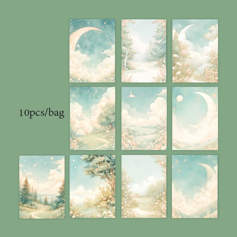 4Style 10Pcs/bag Mountain Forest Theme Background Material Paper DIY Handbook Scrapbook Wall Glass Bottle Photo Frame Decoration