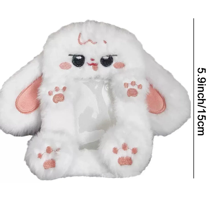 1pcs Cute Plush Kpop Photocard Holder with Keychain Kawaii Cartoon Photo Sleeve ID Bank Credit Card Holder Protector Stationery