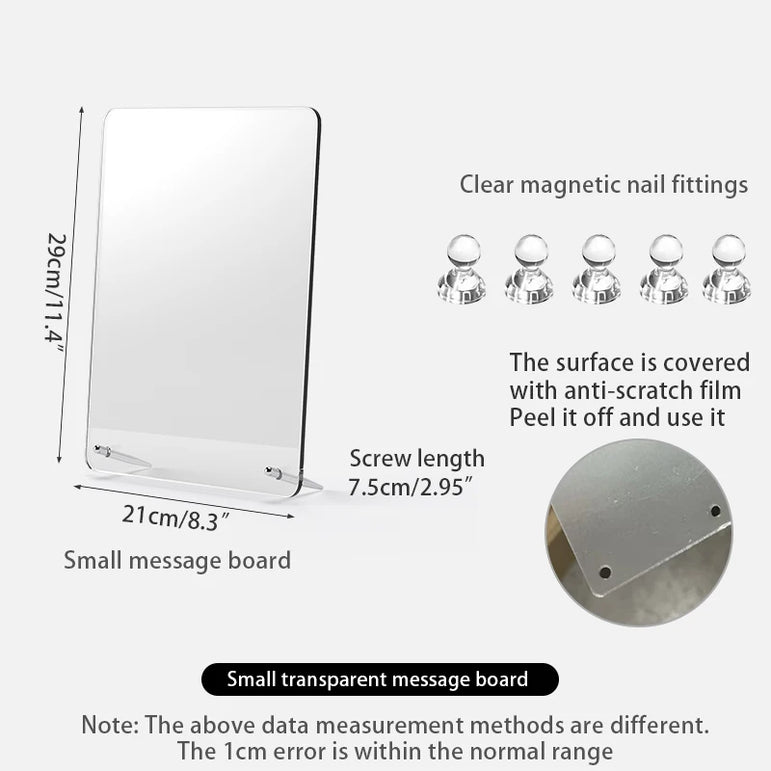 Desktop message board Acrylic transparent notepad Office memo board can be written home memo board magnetic desktop board