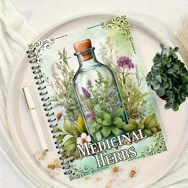 Spiral Bound Herbal Notebook - Vintage Apothecary Design with Illustrated Medicinal Herbs, for Adults & Everyday Use