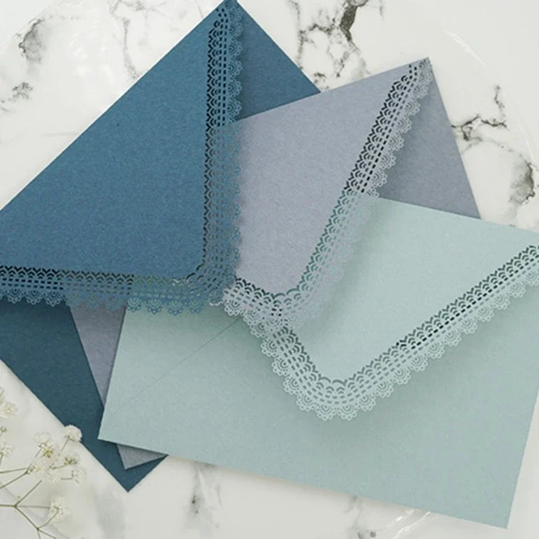 10x Lace Paper Envelopes Gift Small Invitation Envelopes for Thanksgiving Greeting Cards Party Invitations